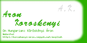 aron koroskenyi business card