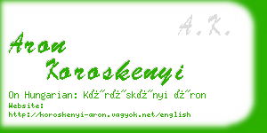 aron koroskenyi business card